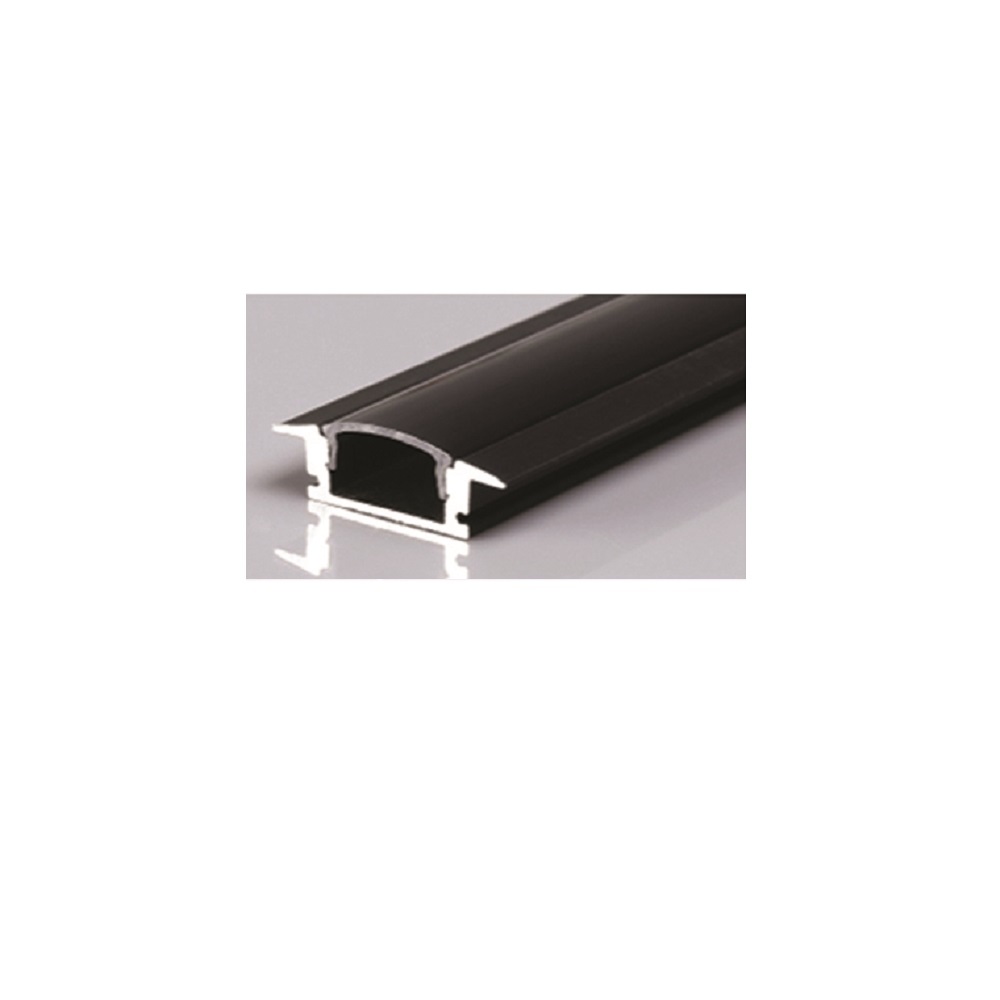 RECESSED ALUMINUM PROFILE 508 WITH 2 ENDCAP 3 CLIPS & PC COVER 10FT BLACK