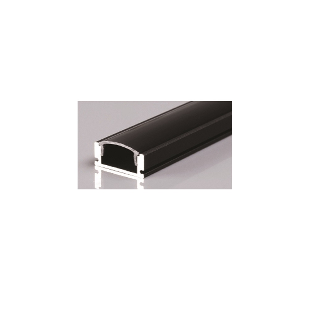 SURFACE MOUNTED ALUMINUM PROFILE 509 WITH 2 ENDCAPS 3 CLIPS & PC COVER 10FT BLACK