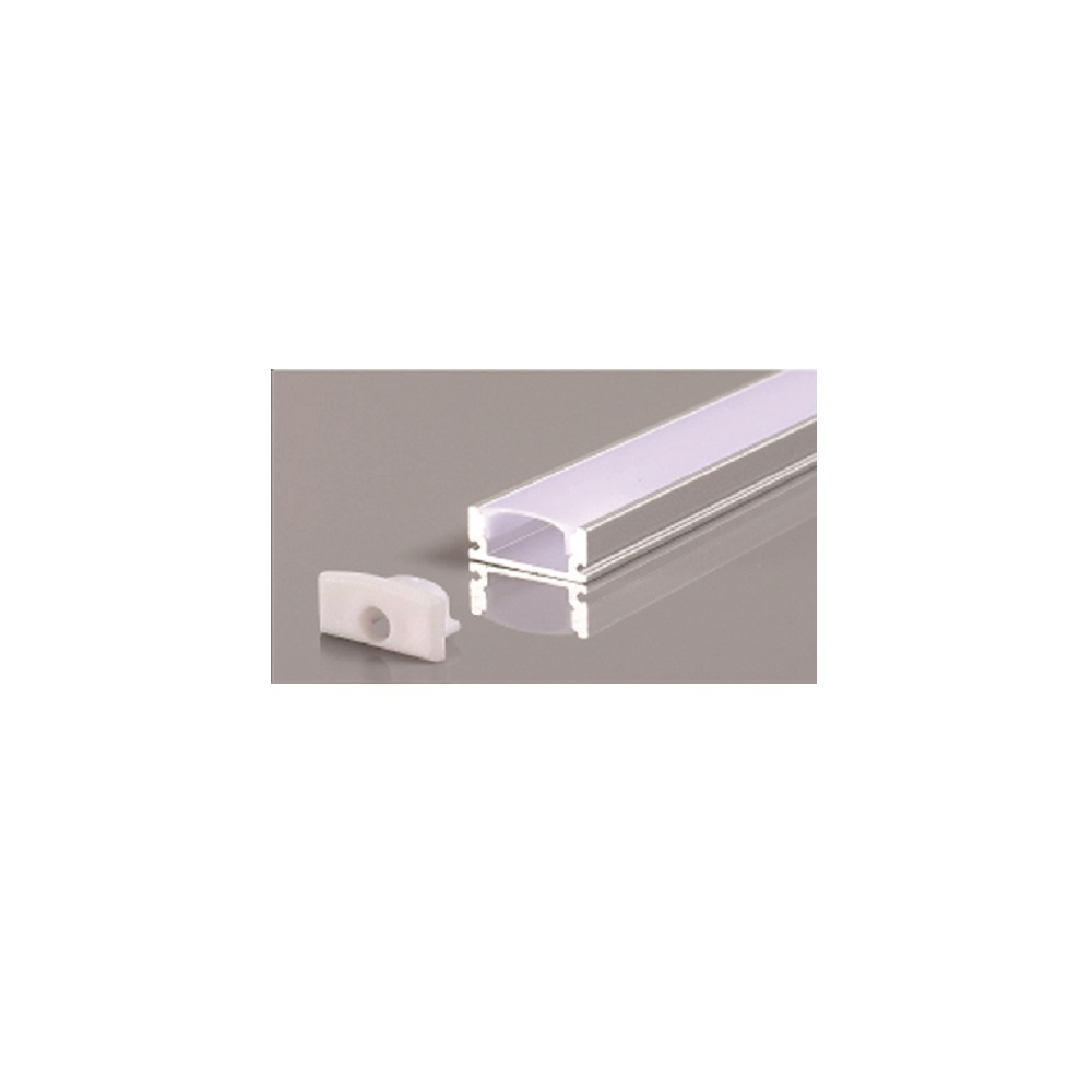SURFACE MOUNTED ALUMINUM PROFILE 509 WITH 2 ENDCAPS 3 CLIPS & PC COVER 10FT SILVER