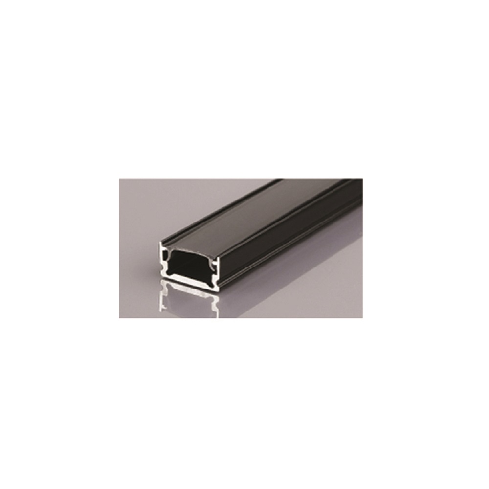 SURFACE MOUNTED/RECESSED ALUMINUM PROFILE 510 WITH 2 ENDCAPS & PC COVER 10FT BLACK