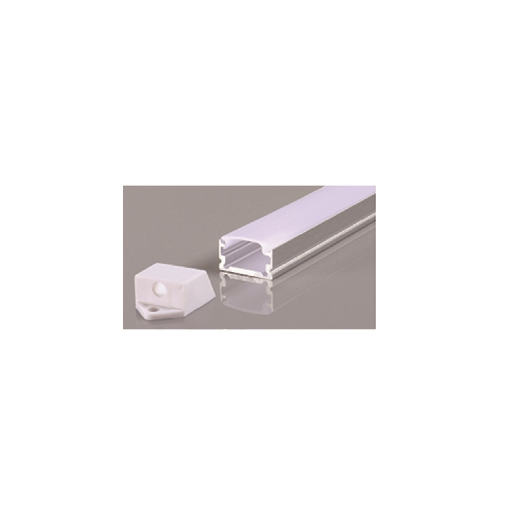 SURFACE MOUNTED/RECESSED ALUMINUM PROFILE 510 WITH 2 ENDCAPS & PC COVER 10FT SILVER