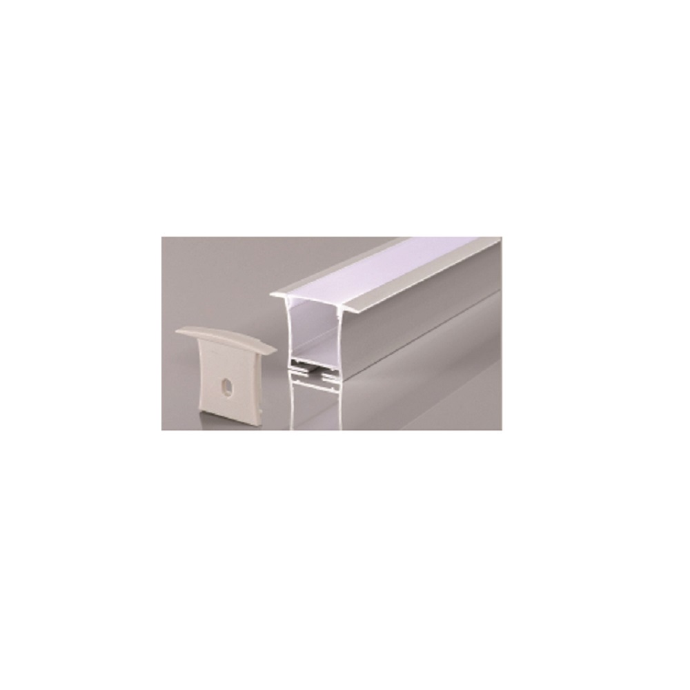 RECESSED ALUMINUM PROFILE 712A WITH 6 SPRING CLIPS 2 ENDCAPS & PC COVER 10FT SILVER