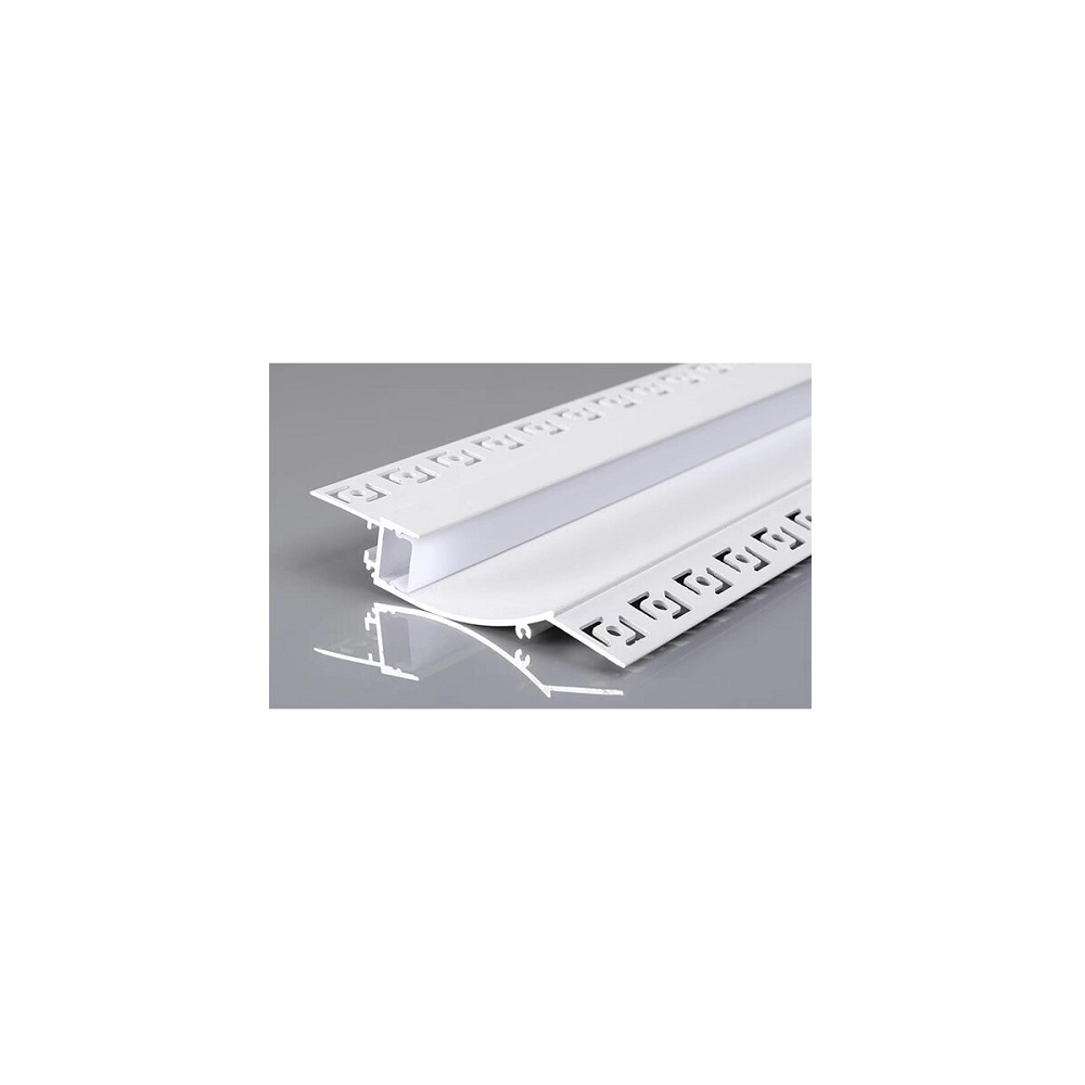 TRIMLESS RECESSED ALUMINUM PROFILE 9819 WITH 2 PCS ENDCAPS & PC COVER 10FT WHITE