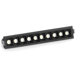 LED RECESSED LINEAR BLADE LIGHT 10 HEADS 120VAC 20W BEAM ANGLE 38° 1650LM CRI>90 PF>0.9 DAMP LOCATION 4000K BLACK