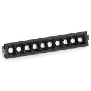 LED RECESSED LINEAR BLADE LIGHT 10 HEADS 120VAC 20W BEAM ANGLE 38° 1650LM CRI>90 PF>0.9 DAMP LOCATION 4000K BLACK