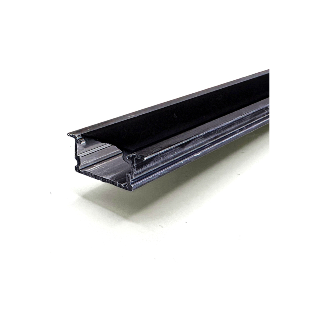 RECESSED ALUMINUM PROFILE 510A WITH 2 ENDCAPS & 3 CLIPS AND PC COVER 10FT, BLACK