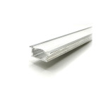 RECESSED ALUMINUM PROFILE 510A WITH 2 ENDCAPS & 3 CLIPS AND PC COVER 10FT, SILVER