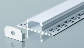 TRIMLESS RECESSED ALUMINUM PROFILE 6114A WITH 2 ENDCAPS & PC COVER 10FT SILVER