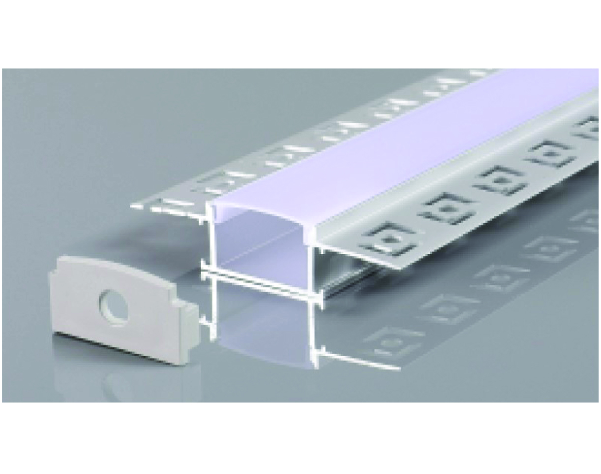 TRIMLESS RECESSED AFTER DRYWALL ALUMINUM PROFILE 6114 WITH 2 ENDCAPS & PC COVER 10FT SILVER