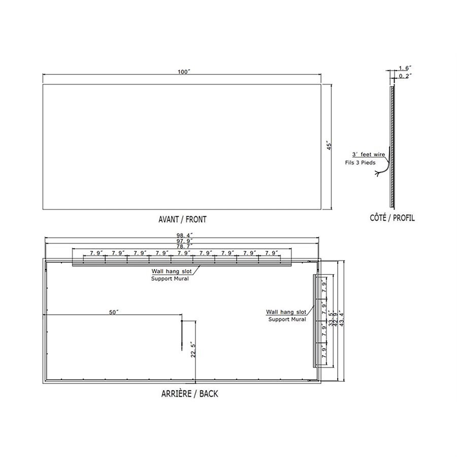 ORIGINAL RECTANGLE BACKLIT LED MIRROR 100X45 30K