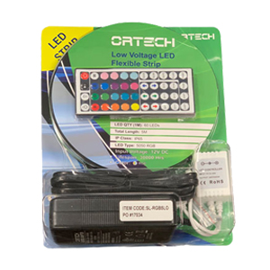 5 METER LED STRIP LIGHT KIT, RGB, WITH REMOTE INCLUDED IN PACKAGING