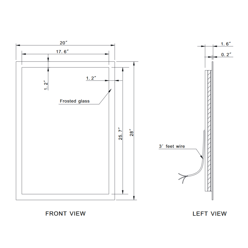 FROSTED RECTANGLE BACKLIT LED MIRROR 20X28 60K