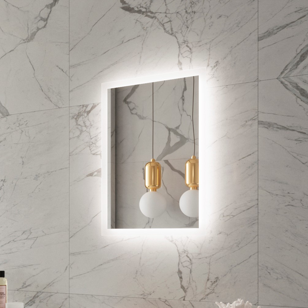 FROSTED RECTANGLE BACKLIT LED MIRROR 20X28 60K