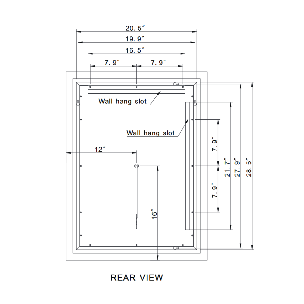 FROSTED RECTANGLE BACKLIT LED MIRROR 24X32 30K