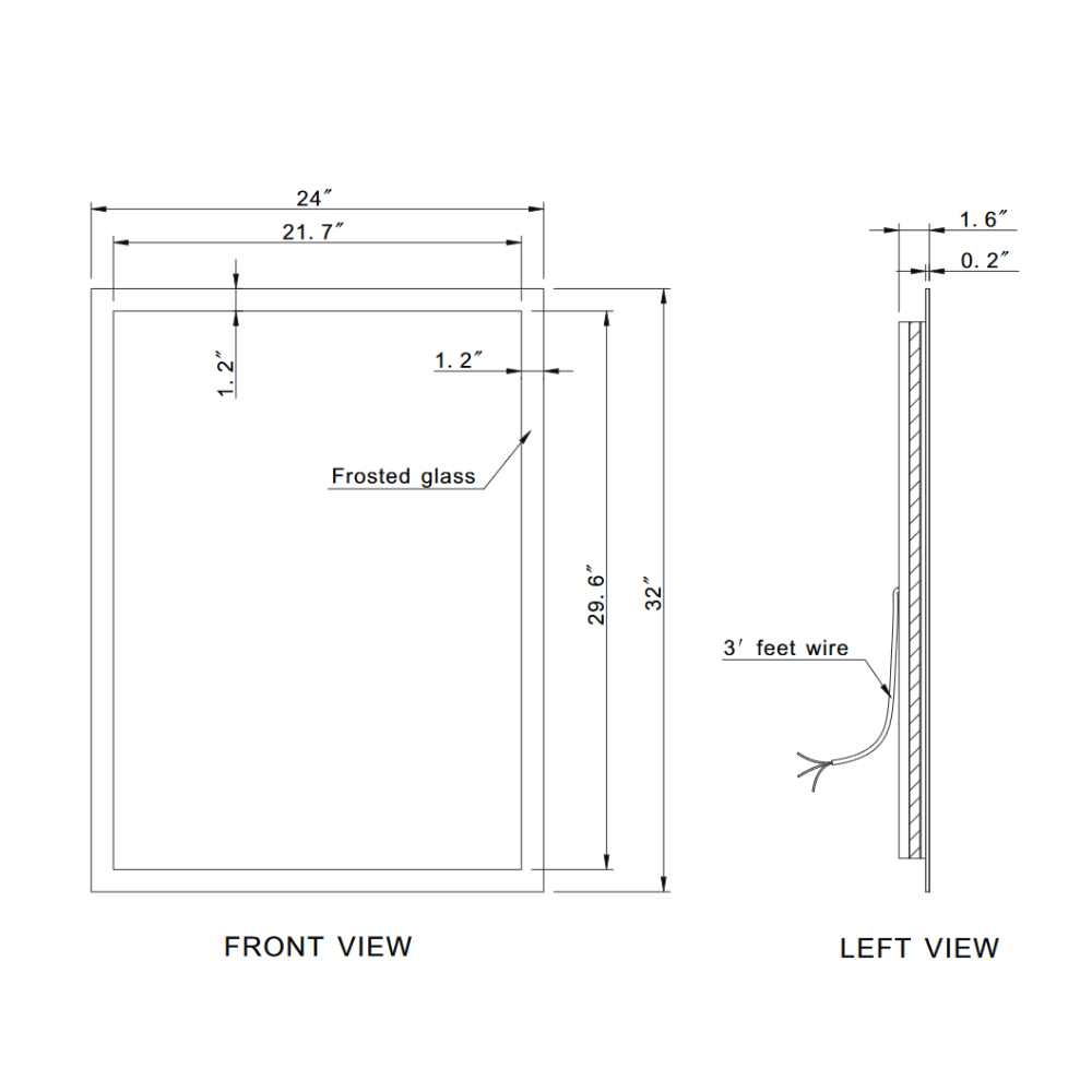 FROSTED RECTANGLE BACKLIT LED MIRROR 24X32 60K