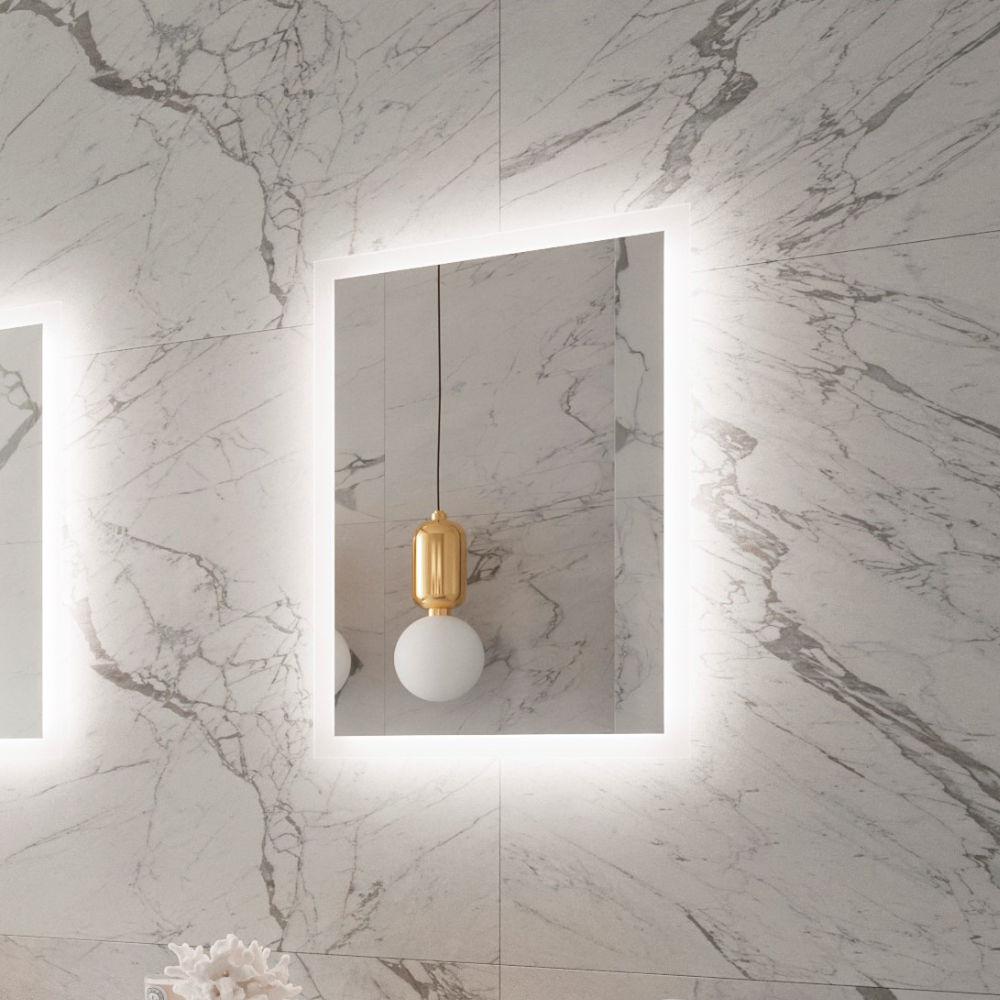 FROSTED RECTANGLE BACKLIT LED MIRROR 24X32 60K