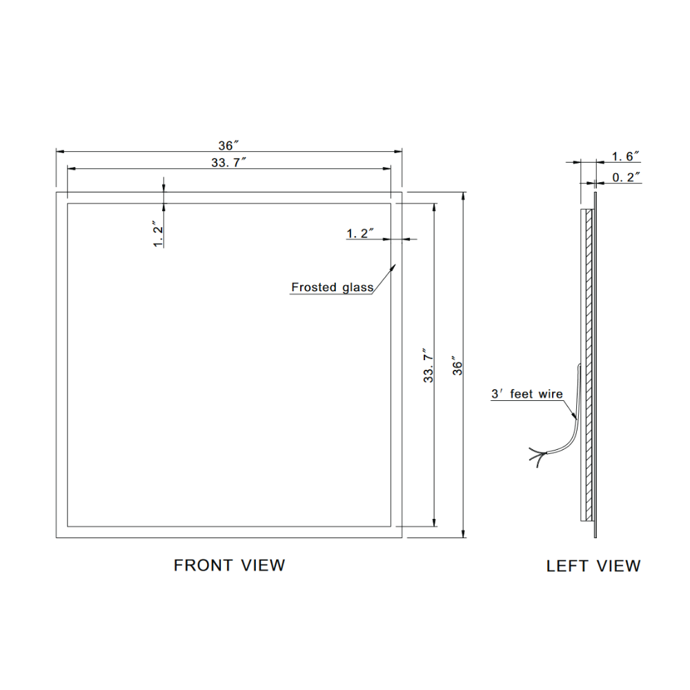 FROSTED RECTANGLE BACKLIT LED MIRROR 36X36 60K