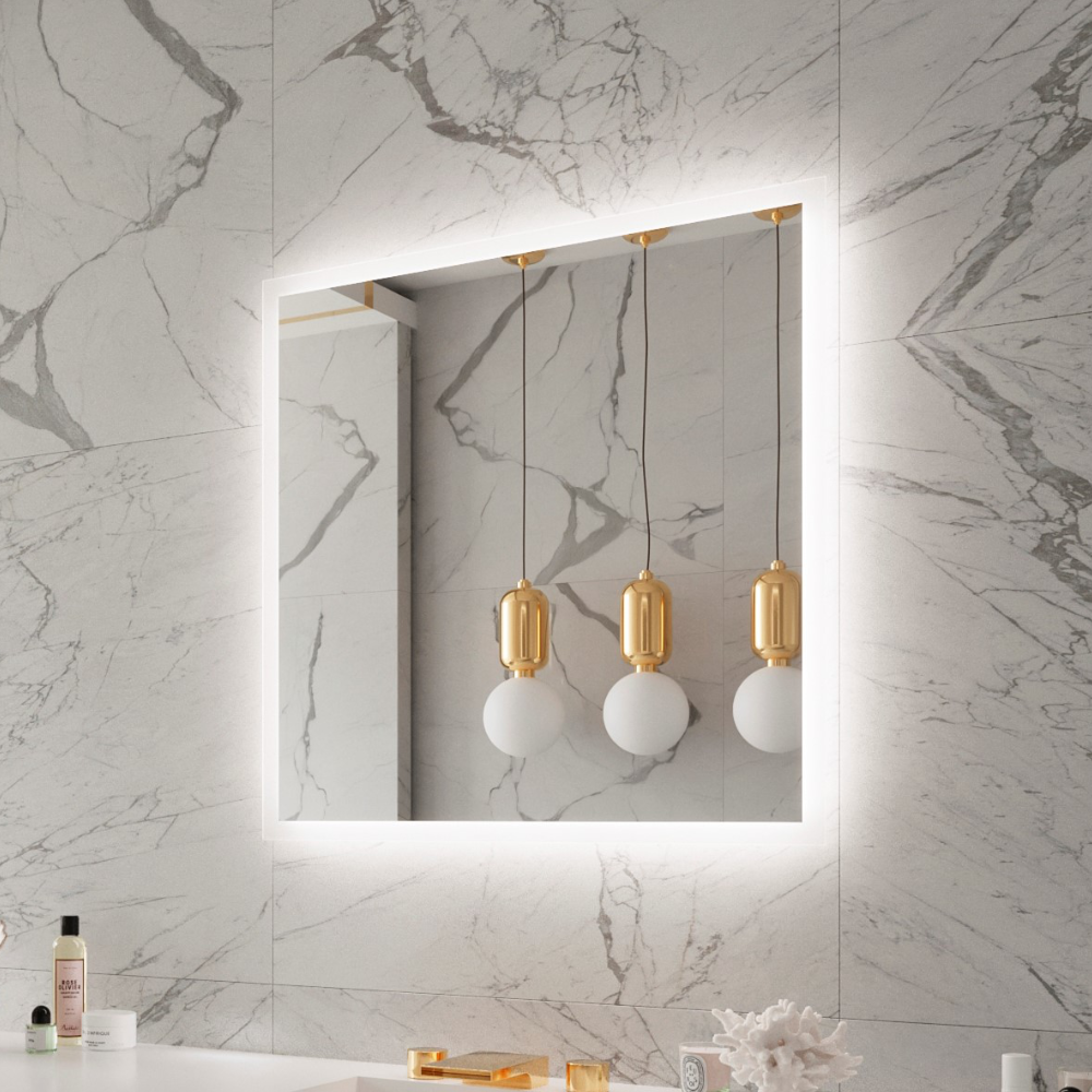 FROSTED RECTANGLE BACKLIT LED MIRROR 36X36 60K