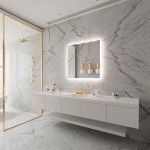 FROSTED RECTANGLE BACKLIT LED MIRROR 36X36 60K