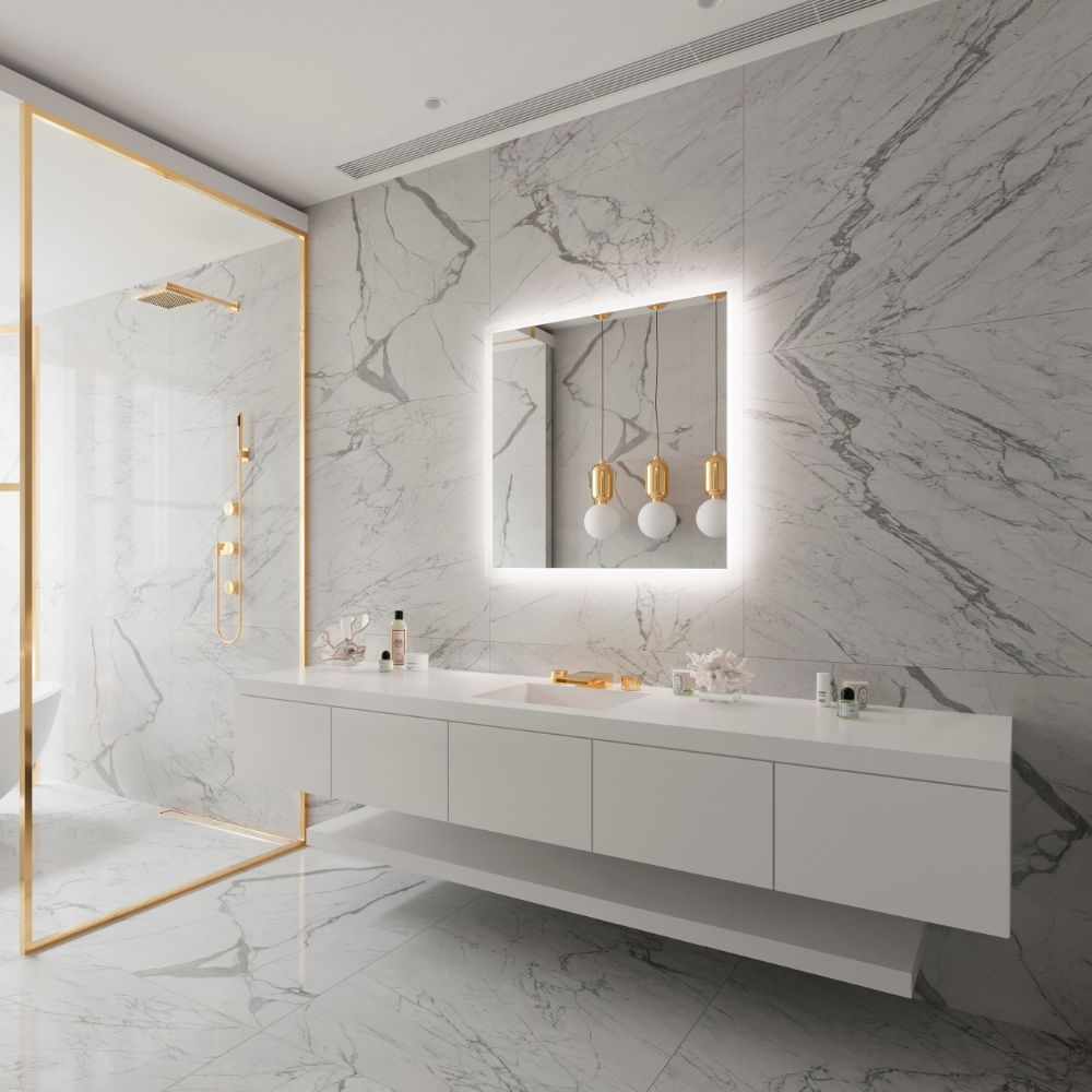 FROSTED RECTANGLE BACKLIT LED MIRROR 36X36 60K