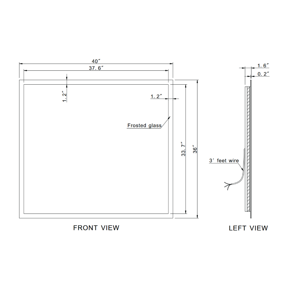 FROSTED RECTANGLE BACKLIT LED MIRROR 48X36 60K