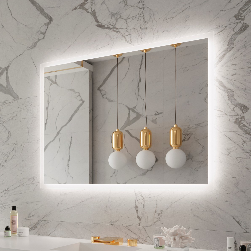 FROSTED RECTANGLE BACKLIT LED MIRROR 48X36 60K