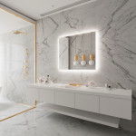 FROSTED RECTANGLE BACKLIT LED MIRROR 48X36 60K
