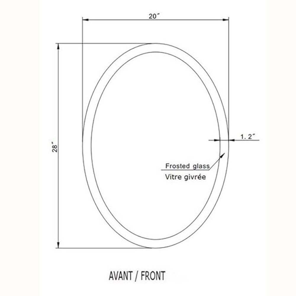 FROSTED OVAL BACKLIT LED MIRROR 20X28 60K