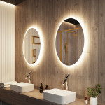 FROSTED OVAL BACKLIT LED MIRROR 20X28 60K