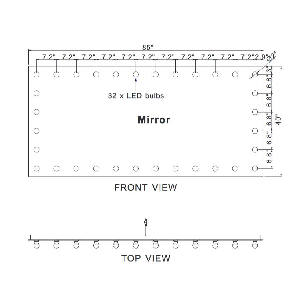 PRINCESS LED MIRROR 85X40 60K