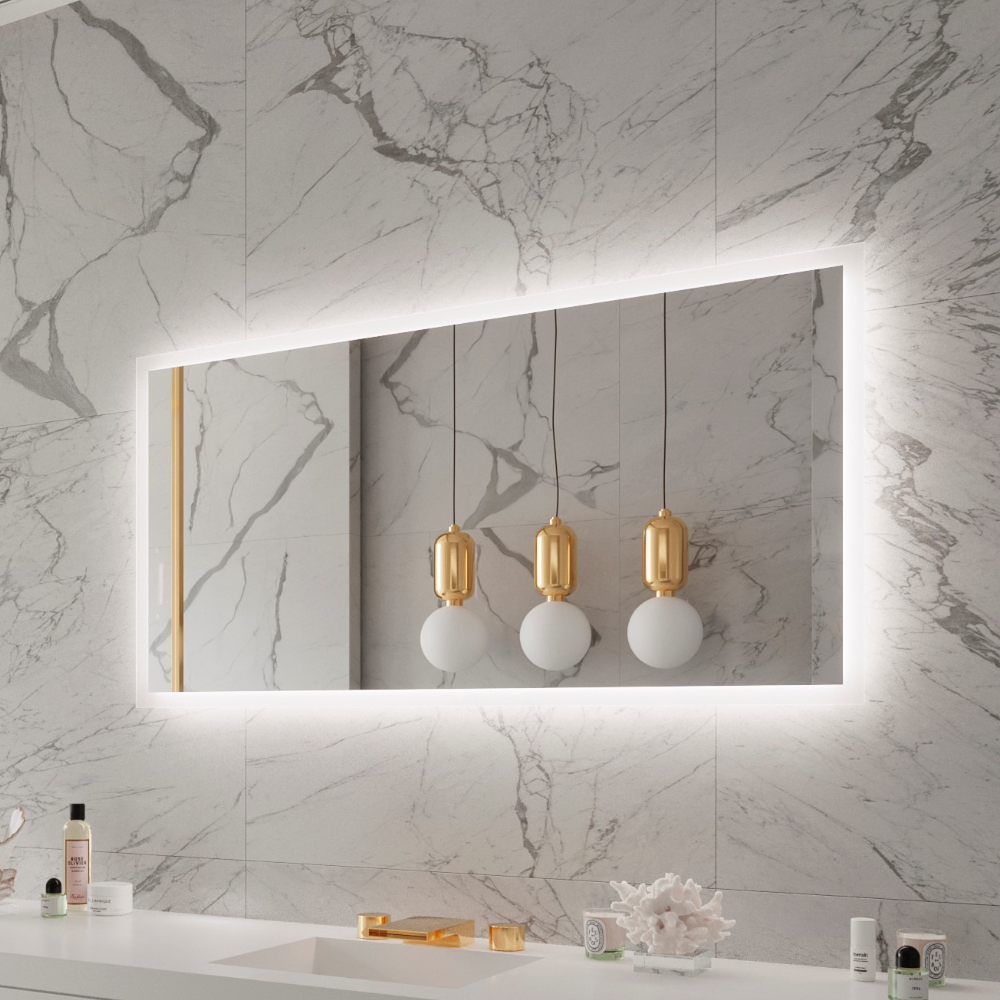 FROSTED RECTANGLE BACKLIT LED MIRROR 55X28 30K