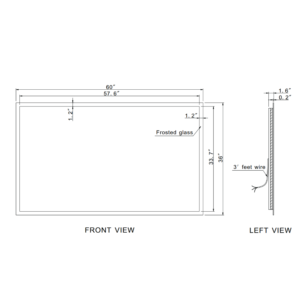 FROSTED RECTANGLE BACKLIT LED MIRROR 60X36 30K