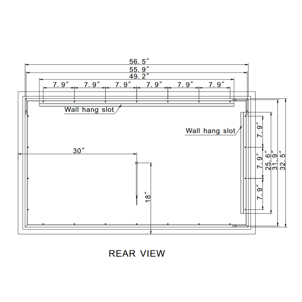 FROSTED RECTANGLE BACKLIT LED MIRROR 60X36 30K
