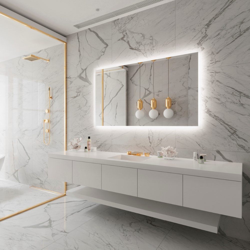 FROSTED RECTANGLE BACKLIT LED MIRROR 60X36 30K