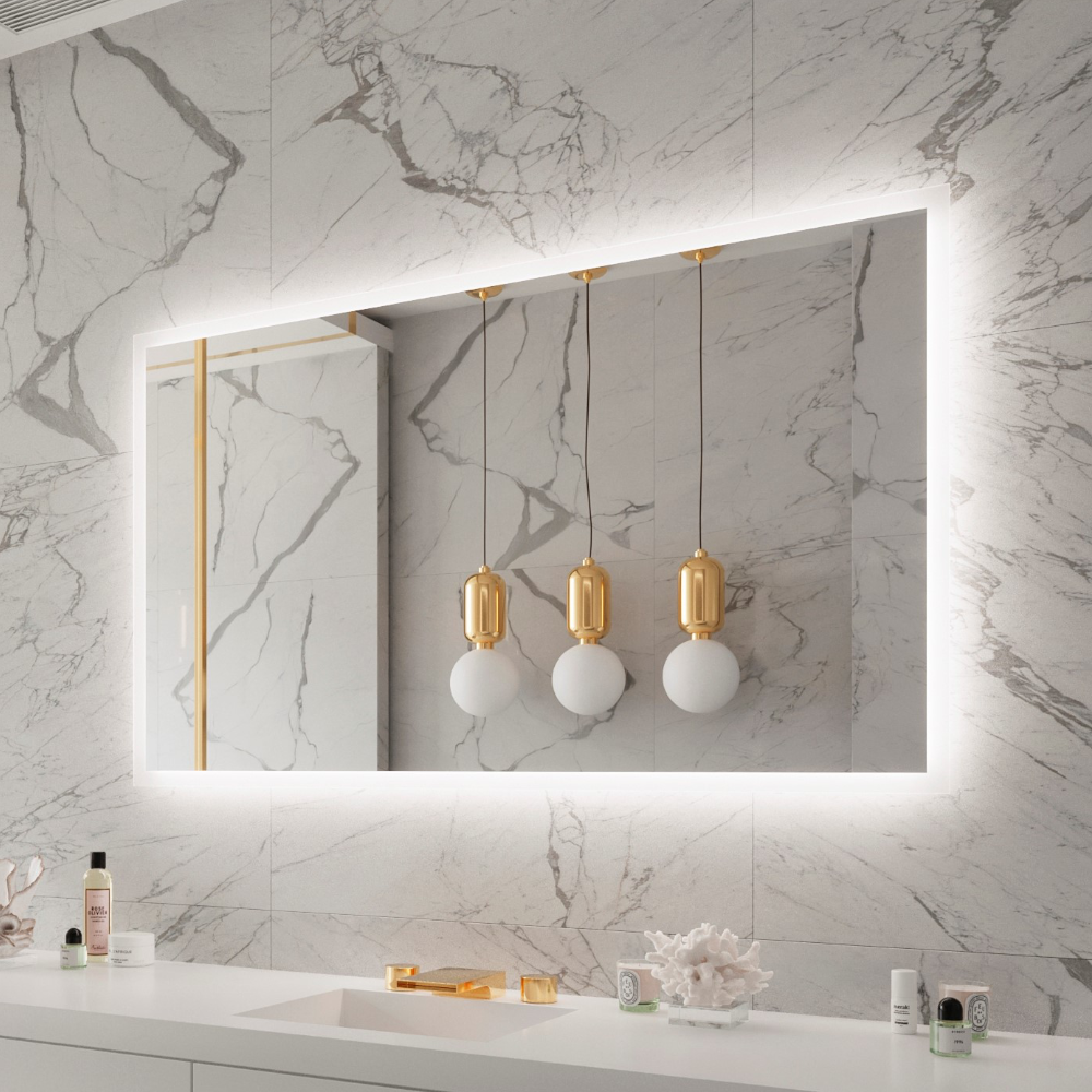 FROSTED RECTANGLE BACKLIT LED MIRROR 60X36 30K