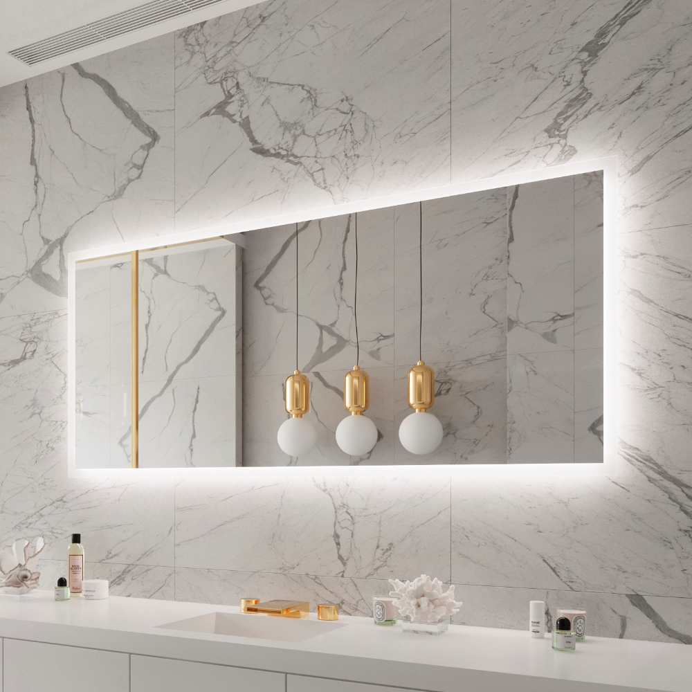 FROSTED RECTANGLE BACKLIT LED MIRROR 70X32 30K