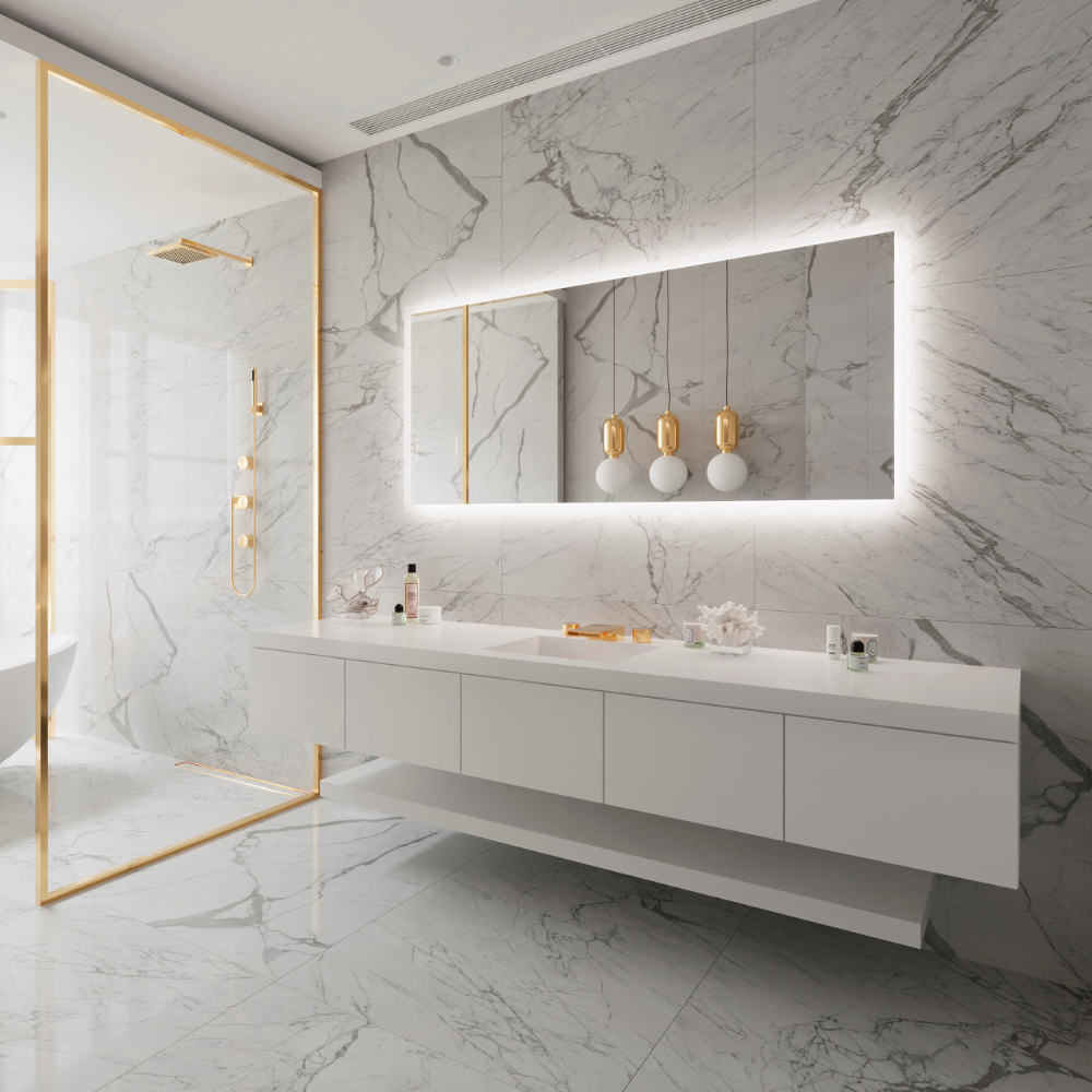 FROSTED RECTANGLE BACKLIT LED MIRROR 70X32 60K