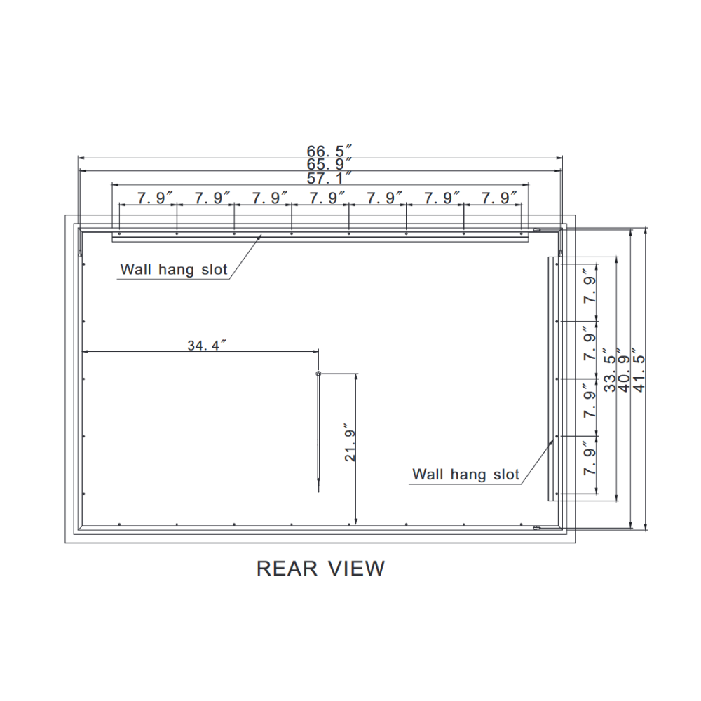 FROSTED RECTANGLE BACKLIT LED MIRROR 70X45 60K