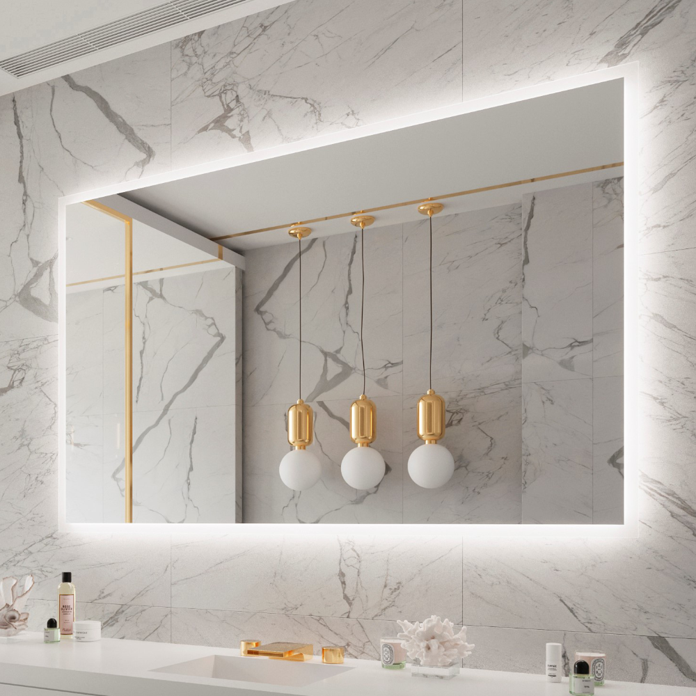 FROSTED RECTANGLE BACKLIT LED MIRROR 70X45 60K