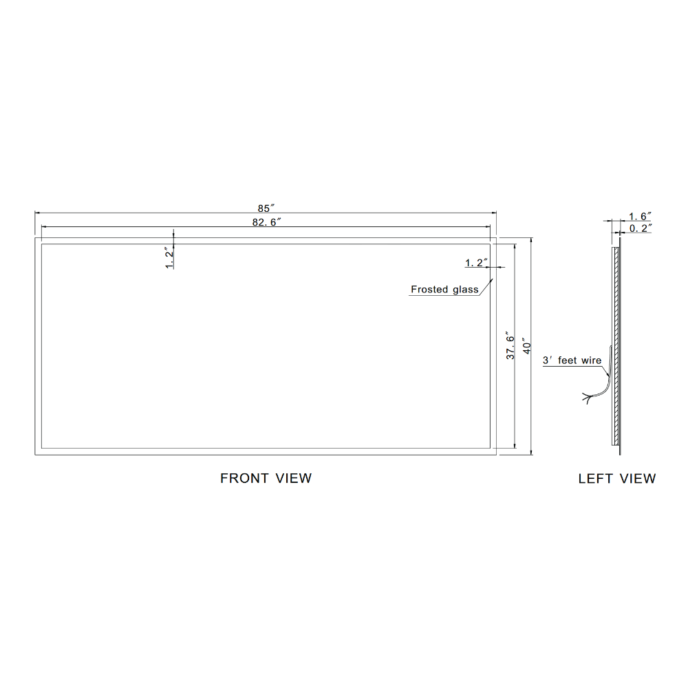 FROSTED RECTANGLE BACKLIT LED MIRROR 85X40 60K