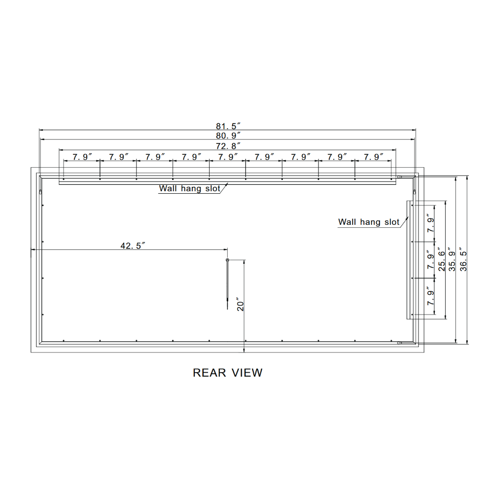 FROSTED RECTANGLE BACKLIT LED MIRROR 85X40 60K