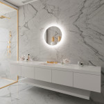 FROSTED ROUND BACKLIT LED MIRROR 24X24 60K