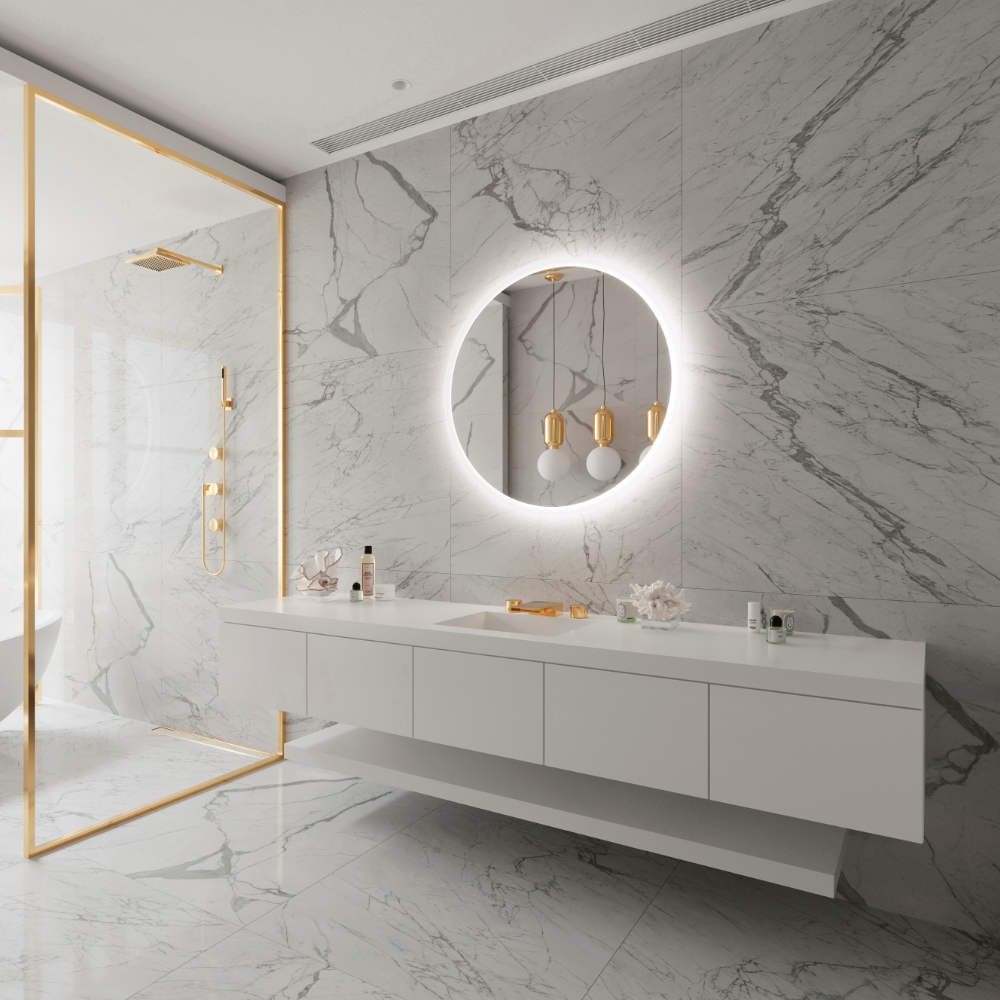 FROSTED ROUND BACKLIT LED MIRROR 40X40 60K