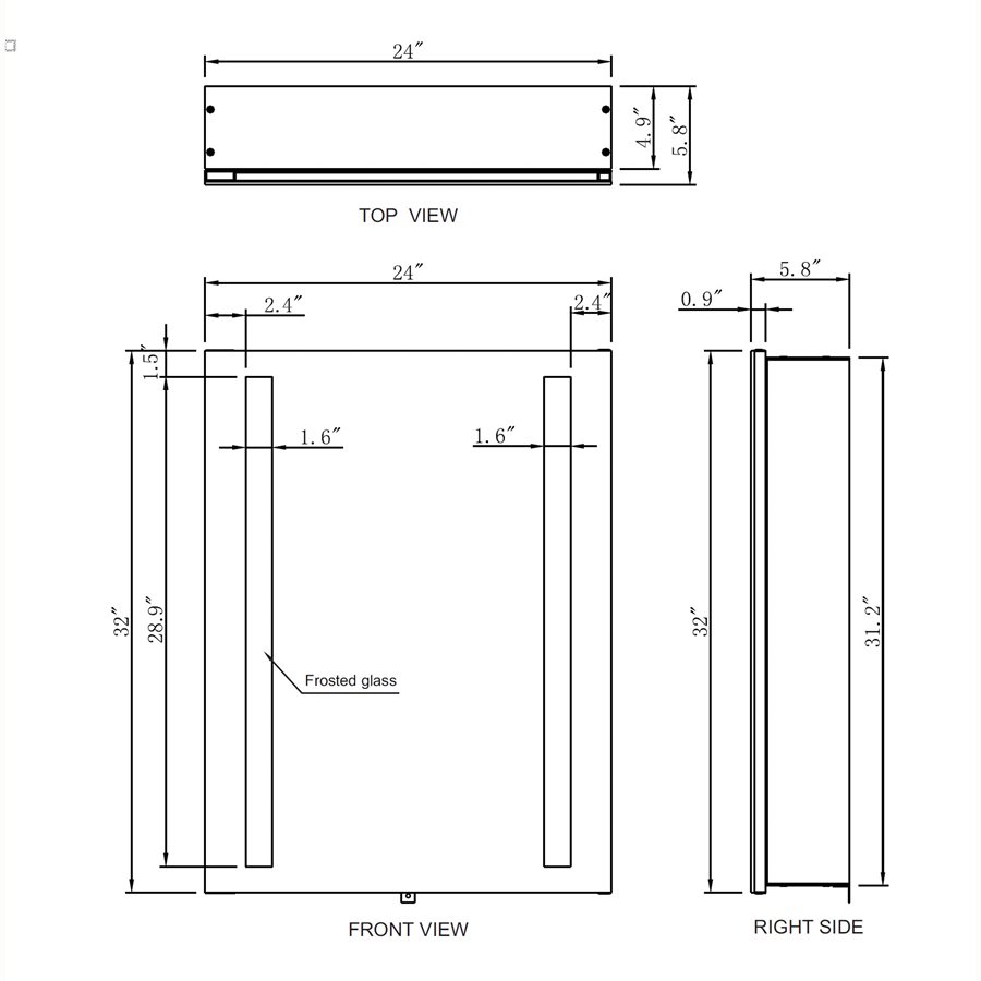 VERANO CABINET LED MIRROR 30K 24X32