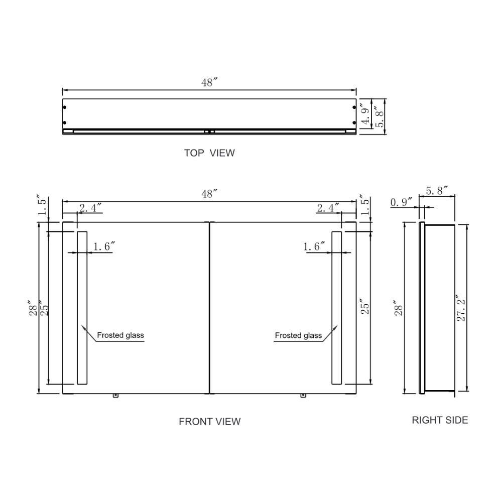 VERANO CABINET LED MIRROR 60K 48X28