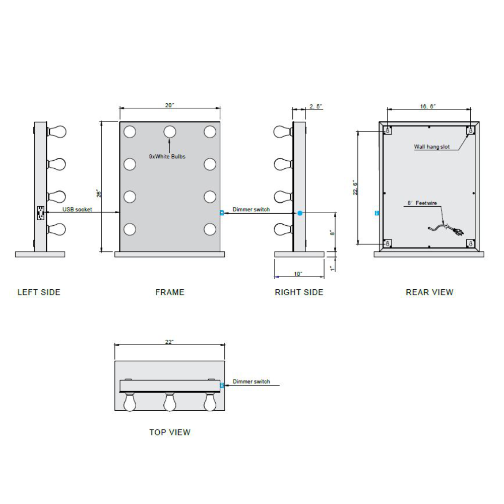 GRACE LED MIRROR 20X26 60K WHITE