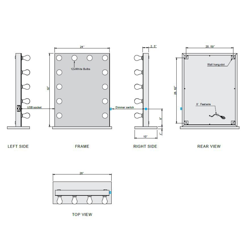 GRACE LED MIRROR 24X32 60K WHITE