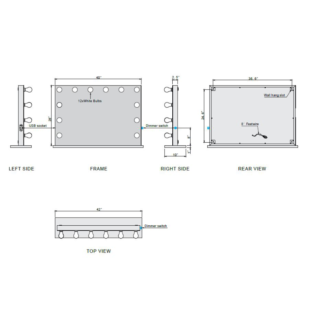 GRACE LED MIRROR 40X28 60K WHITE