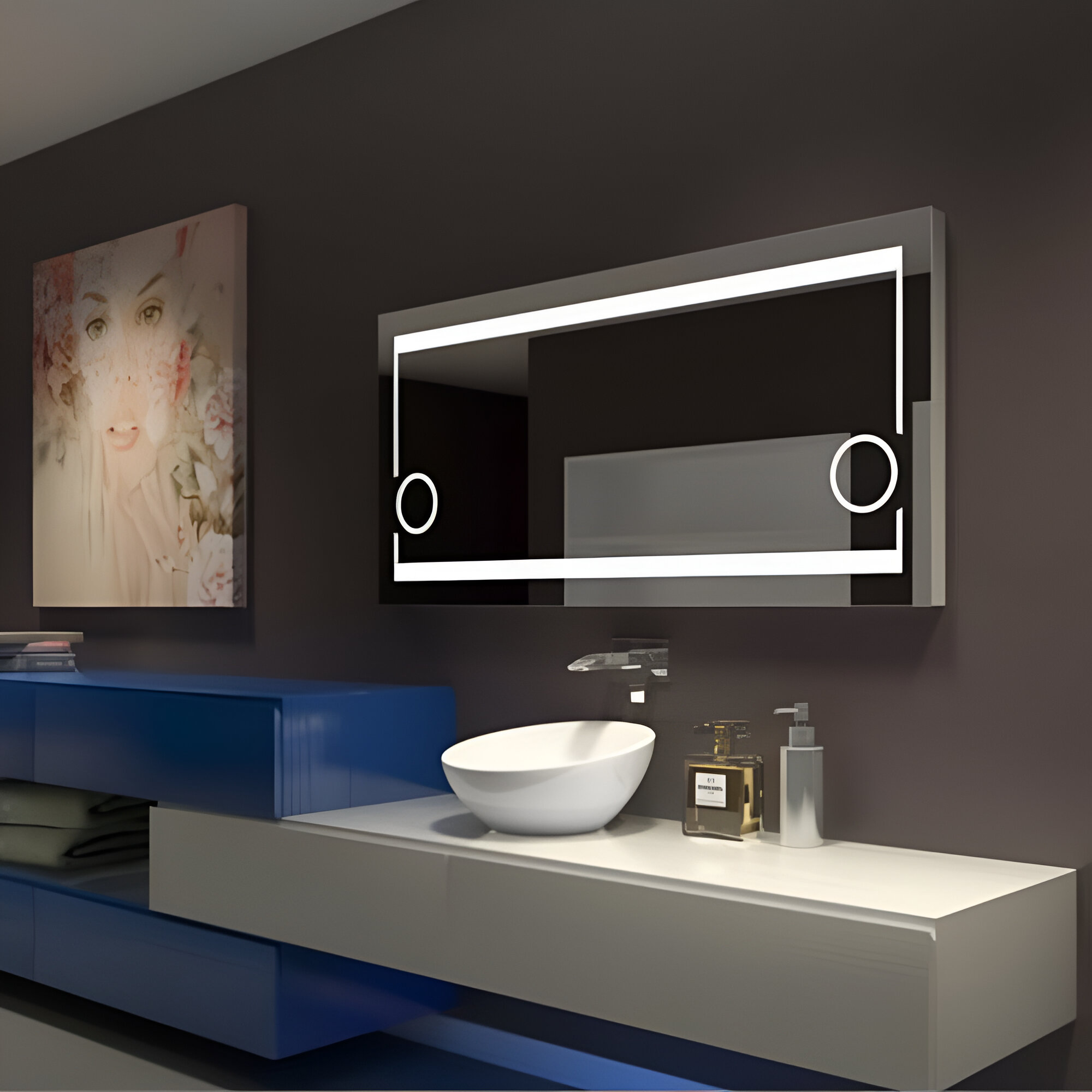 AURORA LED MIRROR 60X28 60K SILVER