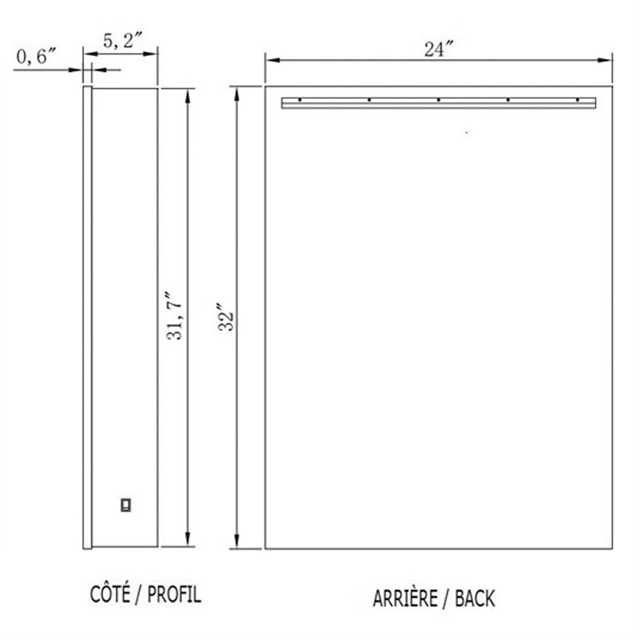 HARMONY LED MIRROR 24X32 30K